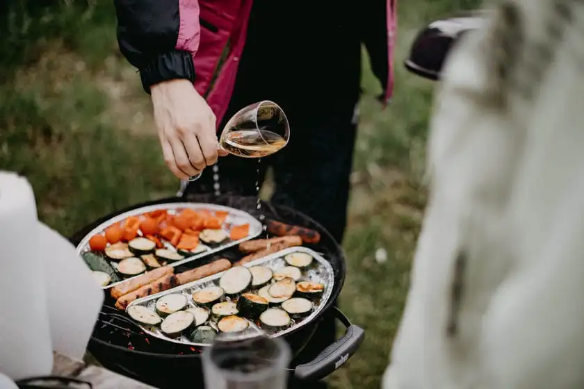 wine and grilled vegetables