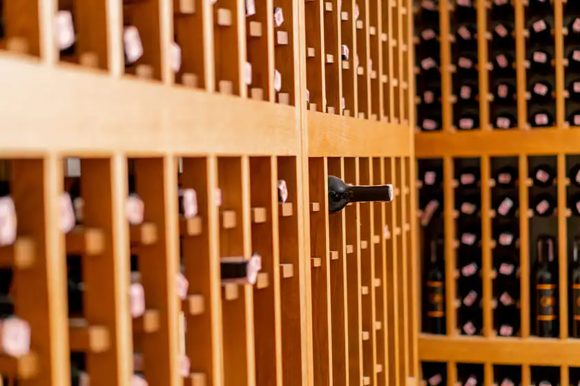 the underground cool wine cellar of winery