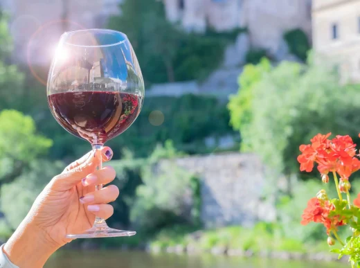 a glass of red wine in a female hand; how many calories in a bottle of red wine