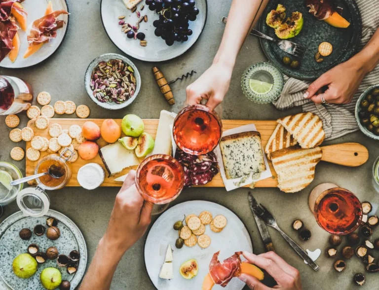 charcuterie and cheese board rose wine snacks