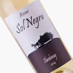 chardonnay 2014 sol negru; white wine; label close up