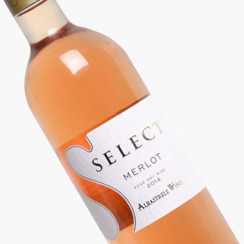 merlot rose 2014 select; rose wine; label close up