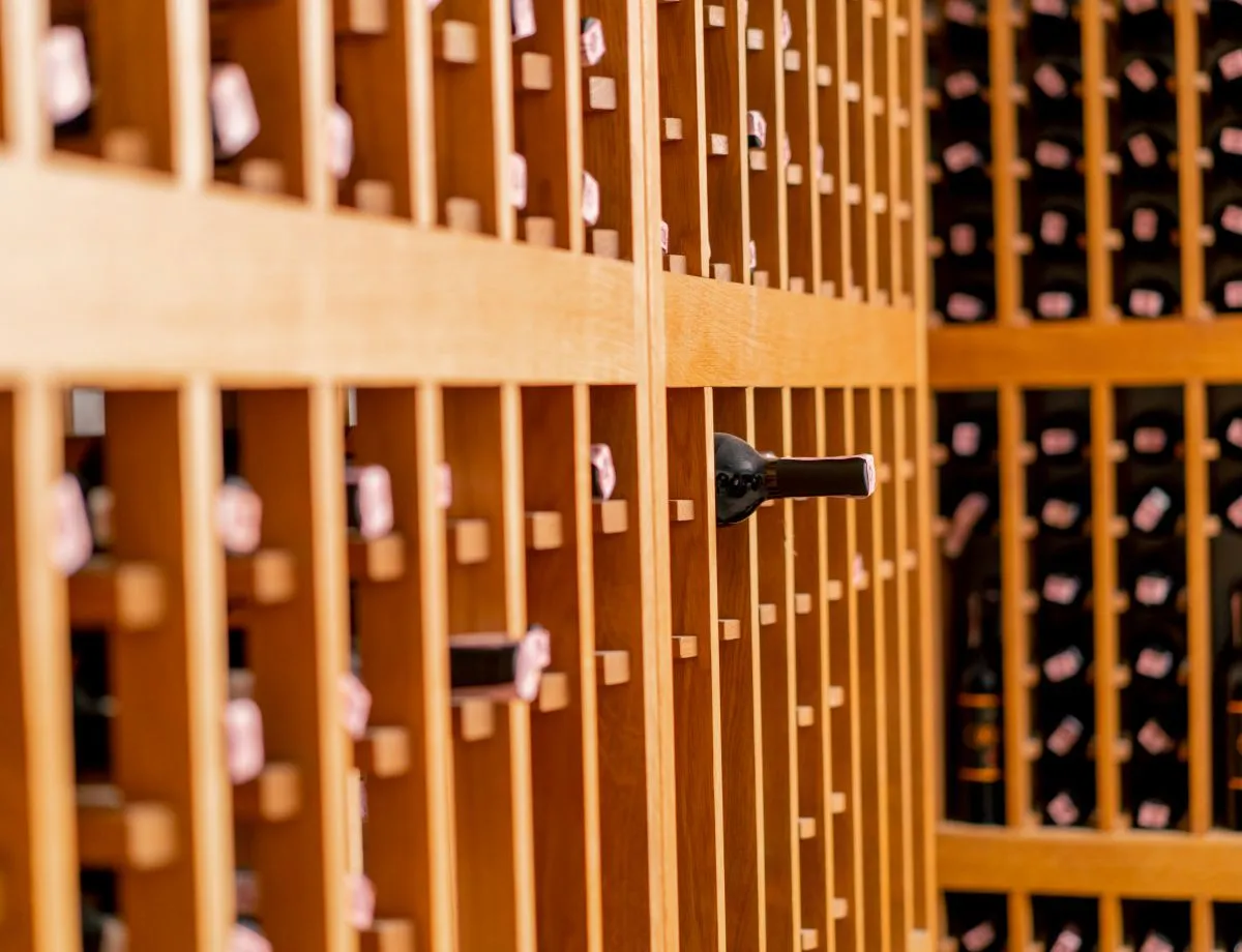 the underground cool wine cellar of winery